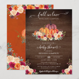 Invitation Fall in Love - Rustic Citrouille Baby shower d'aut