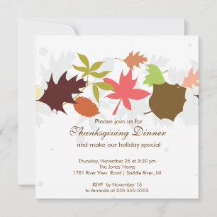 Invitation Fall Leaves Thanksgiving Dinner Party