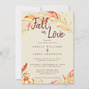 Invitation Fall Love Golden Foliage Antique Mariage blanc