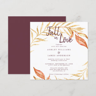 Invitation Fall Love Golden Foliage Automne Mariage Bourgogne