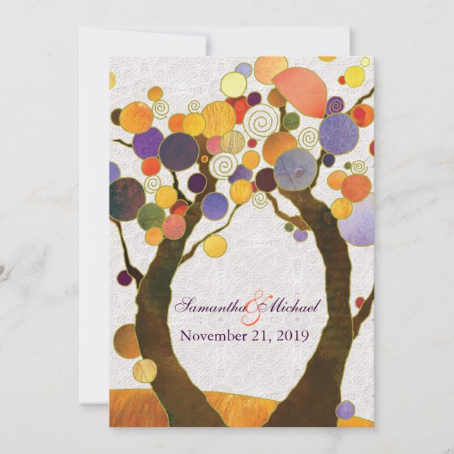 Invitation Fall Love Trees Mariage moderne (Devant)