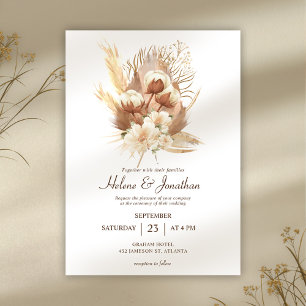 Invitation Fall Terracotta Floral Boho Mariage