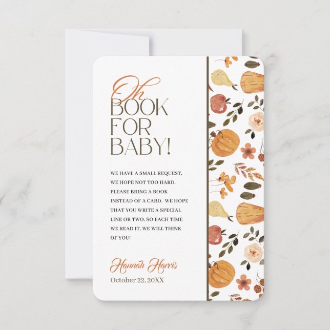 Invitation Fall Theme Baby Shower Book Enclosure Card (Devant)