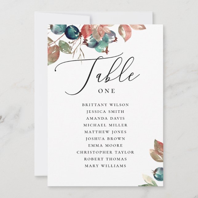Invitation Fall Wedding Seating Chart | Watercolor Botanical (Devant)