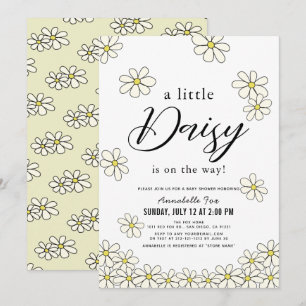 Invitation Falling Daisies White Floral Baby shower