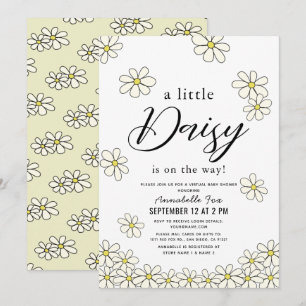Invitation Falling Daisys White Floral Baby shower virtuel