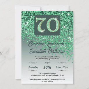 Invitation Falling Green Parties scintillant 70th Birthday Pa