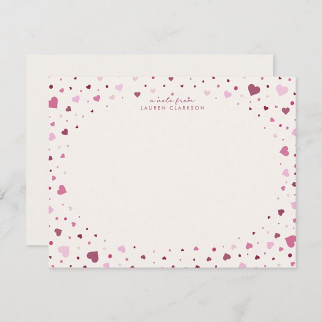 Invitation Falling Hearts Stationery Note Card (Devant / Derrière)