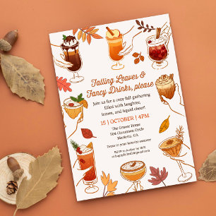 Invitation Falling Leaves & Fancy Drinks Please Cocktail d'au