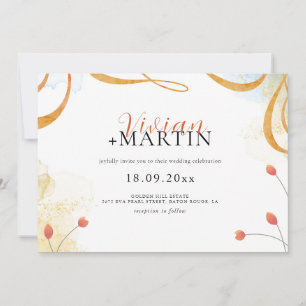 Invitation Falling Melody Poetic Aquarelle Mariage Floral