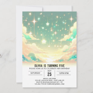 Invitation Falling Stars Modern Celestin Digital Anniversaire