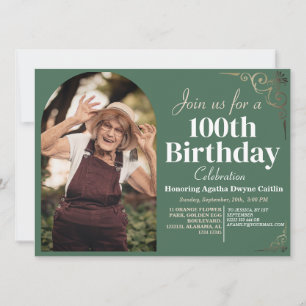 Invitation Famille 100e fête d'anniversaire Simple photo élég