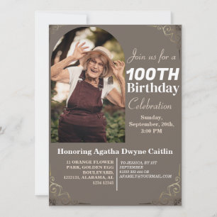 Invitation Famille 100e fête d'anniversaire Simple photo élég