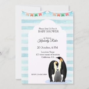 Invitation Famille de manchots mignons