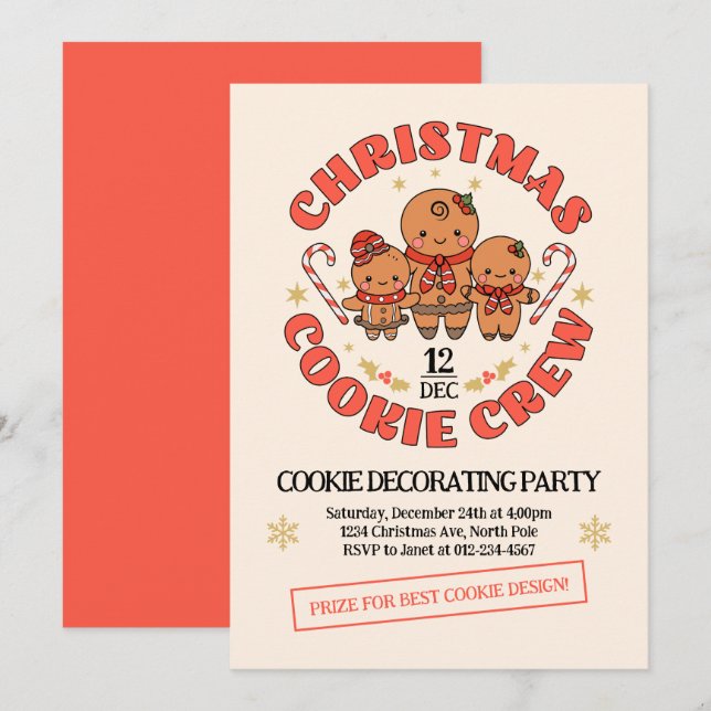 Invitation Famille d'équipage de cookies de Noël (Devant / Derrière)