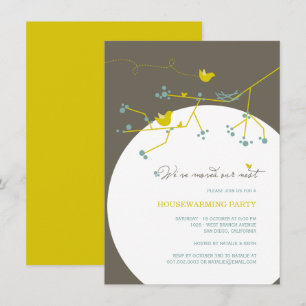 Invitation Famille d'oiseaux Nous avons déménagé la fête du r