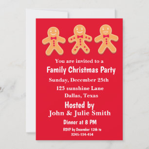 Invitation Famille drôle d'hommes en pain d'épice Fête de Noë