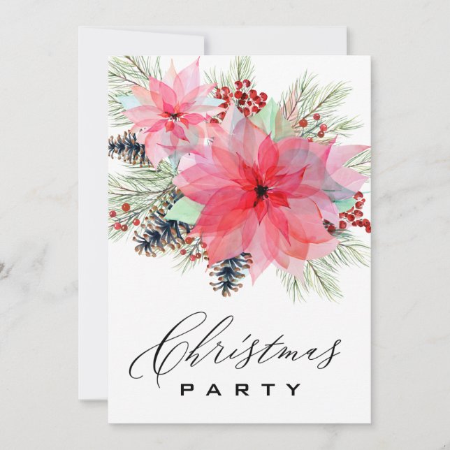 Invitation * Famille Entreprise AP20 Poinsettia fête de Noël (Devant)