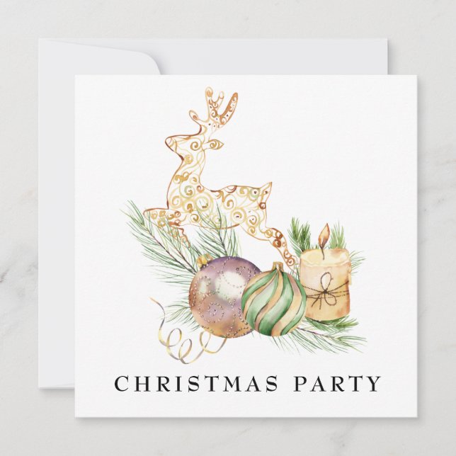 Invitation *~* Famille Entreprise AP20 Reindeer Noël Party (Devant)