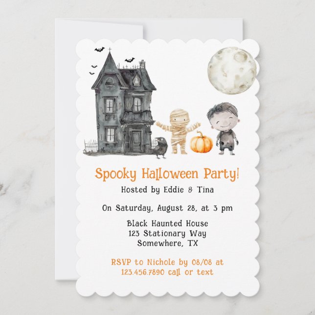 Invitation Famille Hantée House Maman Et Amis Fête D'Hallowee (Devant)