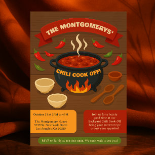 Invitation Famille Jardin Chili Cook Off Potluck Fall Party
