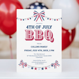 Invitation Famille moderne Réunion BBQ 4 juillet Fête d'été