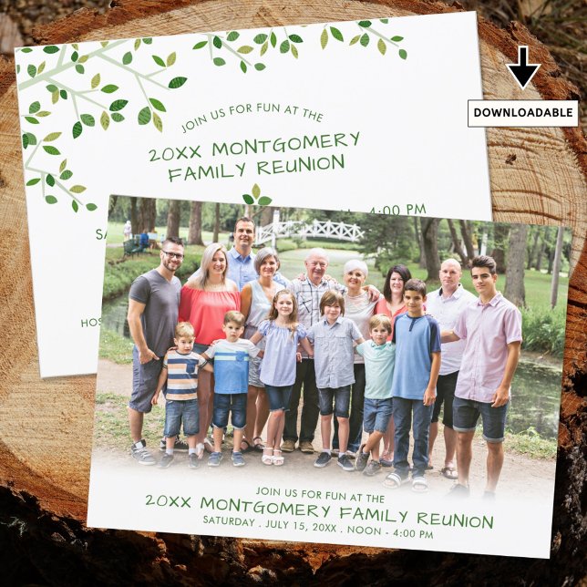Invitation Famille moderne Réunion Famille Arbre photo (Créateur téléchargé)