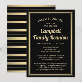 Invitation Famille Réunion Elégante Noir et Or Bordée