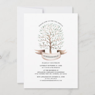 Invitation Famille Réunion Généalogie Arbre Aquarelle Moderne