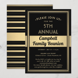 Invitation Famille Reunion Stylé Typographie Noir et Or