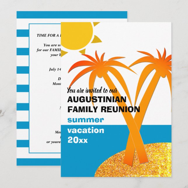 Invitation Famille Réunion vacances d'été (Devant / Derrière)