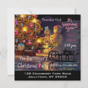 Invitation Famille Snowman Belle fête de Noël