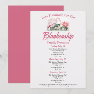 Invitation Family Reunion Flamant rose Art Trois Jours Événem