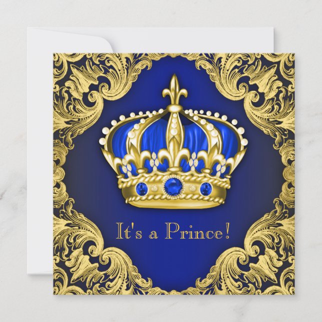 Invitation Fancy Baby shower bleu (Devant)