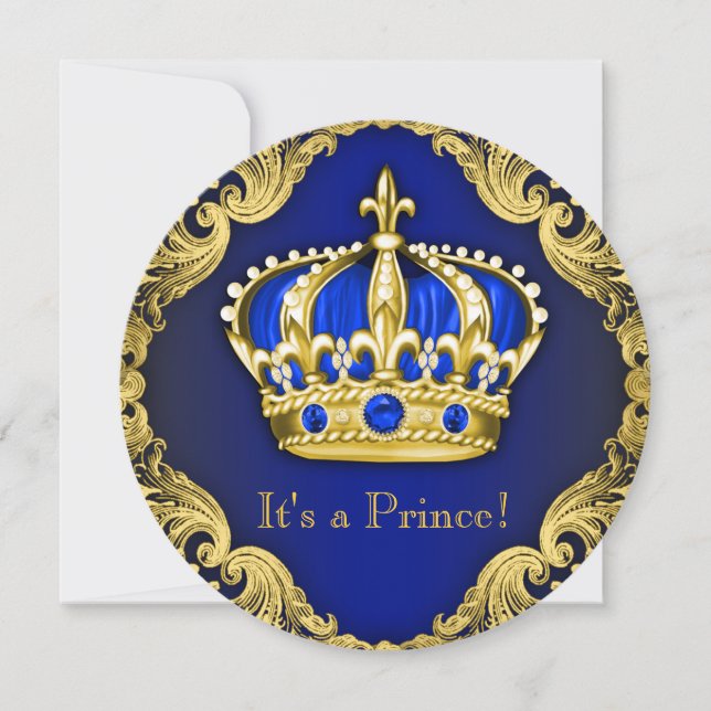 Invitation Fancy Baby shower bleu (Devant)
