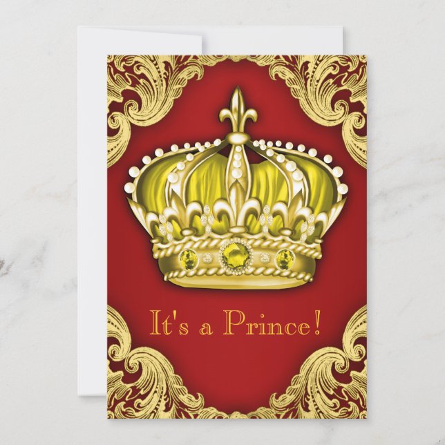 Invitation Fancy Baby shower rouge (Devant)