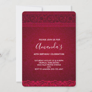 Invitation Fancy & Elegant Anniversaire Abstrait Rouge