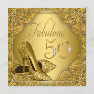 Invitation Fancy Gold High Heel Fabulous 50e anniversaire