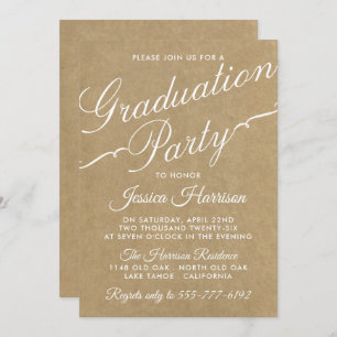 Invitation Fancy Kraft Typography Graduation Party