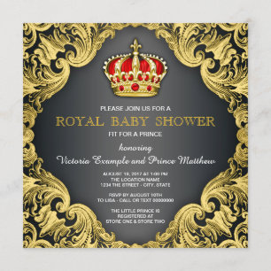 Invitation Fancy Prince Baby shower Regal Rouge