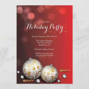Invitation Fancy Red Bokeh Lights