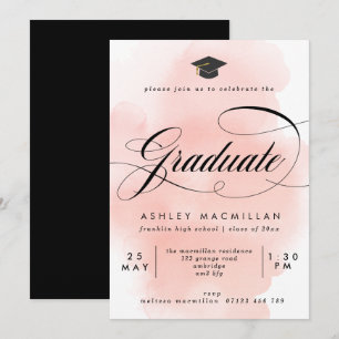 Invitation Fancy Rose Aquarelle Laver Parti de Graduation