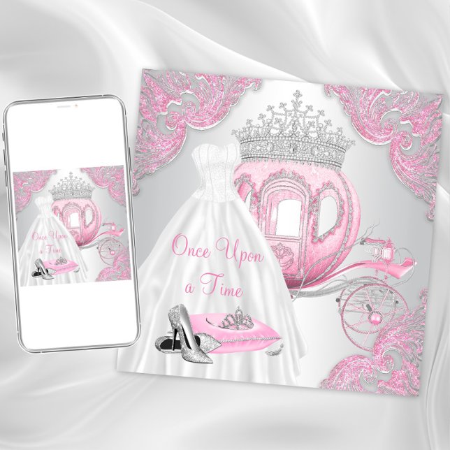 Invitation Fancy Rose Cinderella Princess Anniversaire (Cinderella birthday party invitation. Instant download and printed invitations available.)