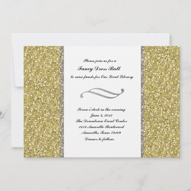 Invitation Fancy Silver Gold Parties scintillant Look Invitat (Devant)