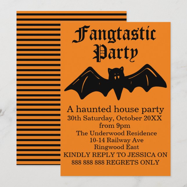 INVITATION FANGTASTIC HALLOWEEN PARTY (Devant / Derrière)