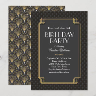 Invitation Fans élégants fête d'anniversaire Art déco