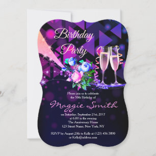 Invitation Fantabulous Flowers et Champagne Anniversaire Invi