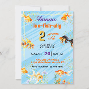 Invitation Fantail Goldfish Nager N'importe quel âge fête d'a