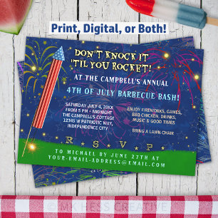 Invitation Fantaise 4 juillet   BBQ Feux d'artifice de roquet