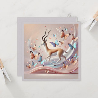 Invitation Fantaisie artistique de gazelle et de papillons